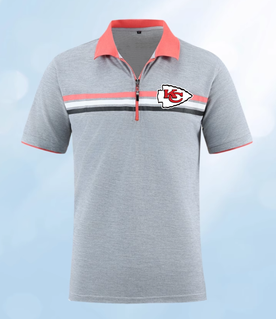 Kansas City Chiefs grey Men 2025 NFL polo T shirt->nfl t-shirts->Sports Accessory